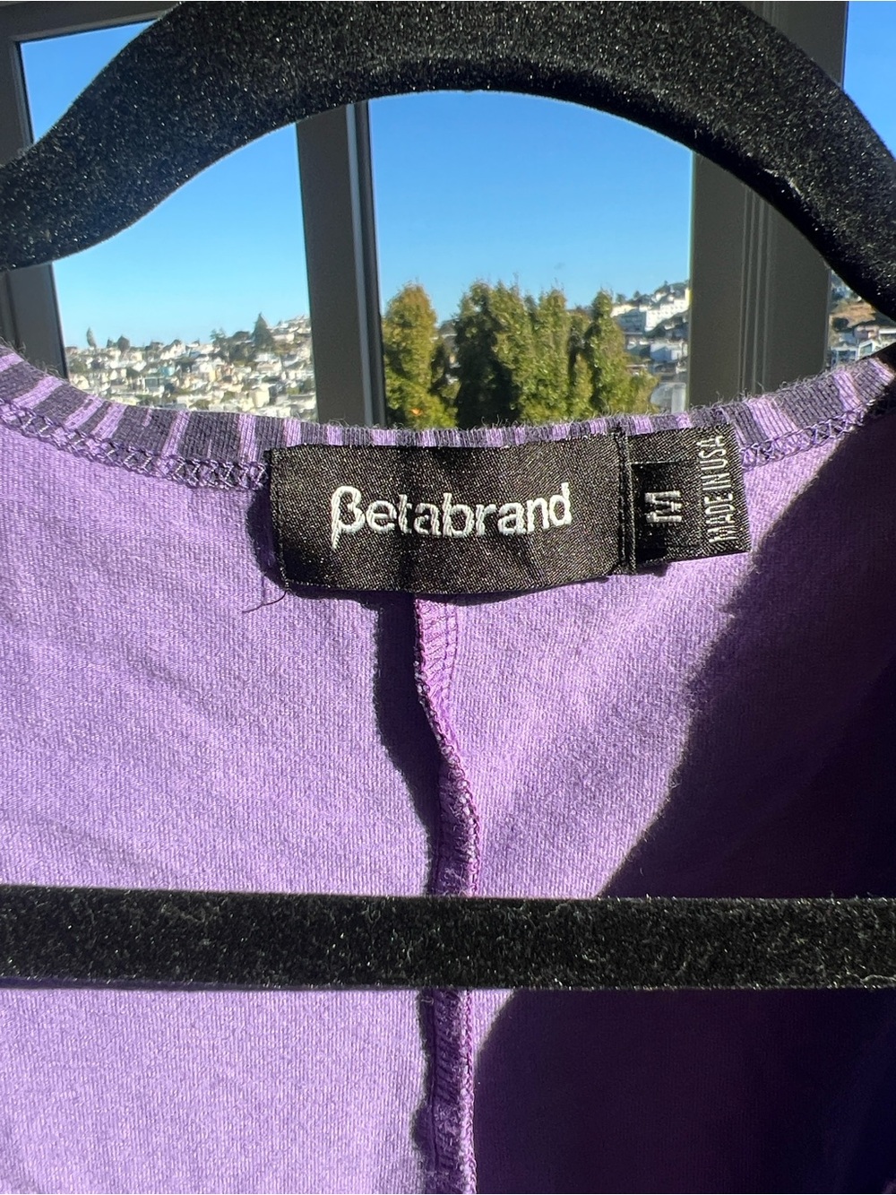 Betabrand wrap skort romper Medium purple stripes - Picture 7 of 9